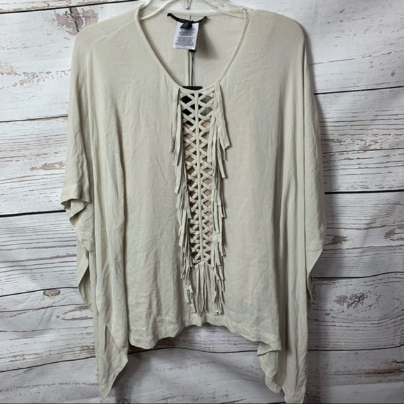 NWT BCBG Ramzie Fringe Kaftan Top - Picture 2 of 7